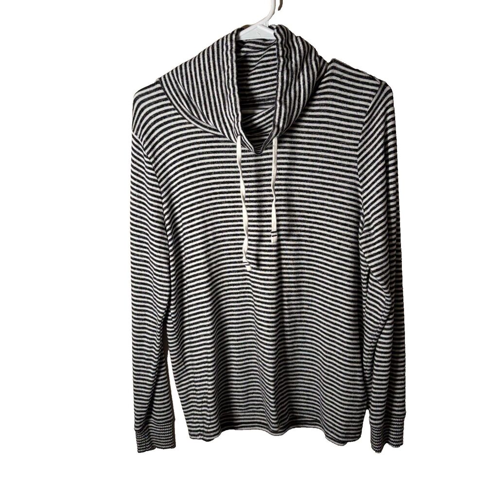 Lucky Brand Sweatshirt Women's Medium Striped Cowl Neck Pullover Long Sleeve